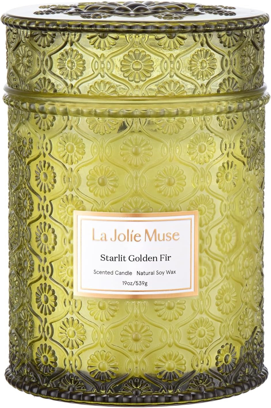 Starlit Golden Fir Candle – Pine, Cedarwood, Fir Balsam | 19 Oz Large Wooden Wick Candle | Natural Soy Wax | 90 Hours Clean Burn | Gift-Ready for Hosts & Gatherings