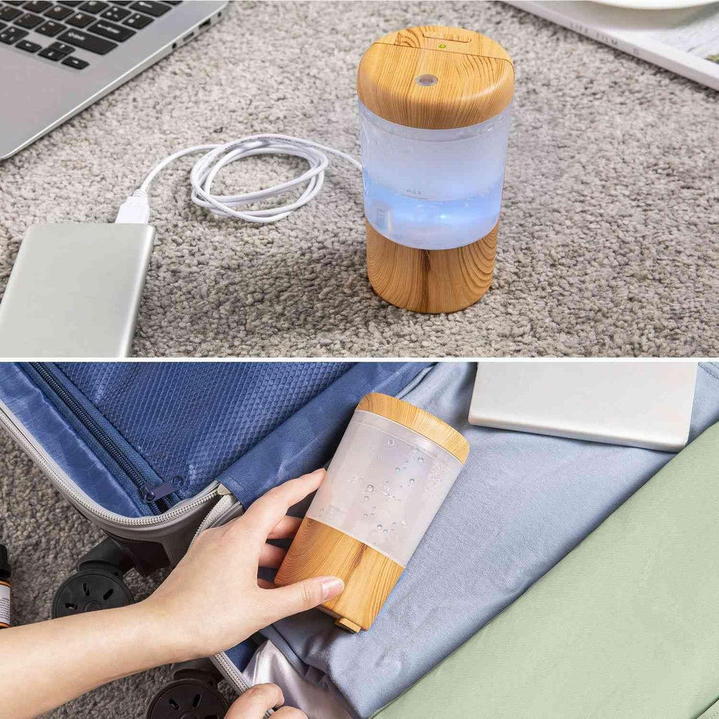 Mini Humidifier and Diffuser, Portable USB Travel Humidifier for Car, Desk or Home, 7 Colors, Essential Oil Diffuser